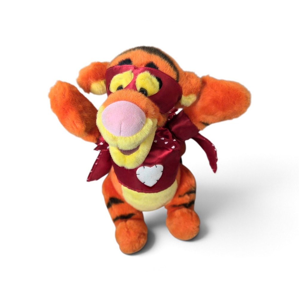 Disney Winnie the Pooh Tigger Valentine Superhero Plush Red Heart Cape Mask